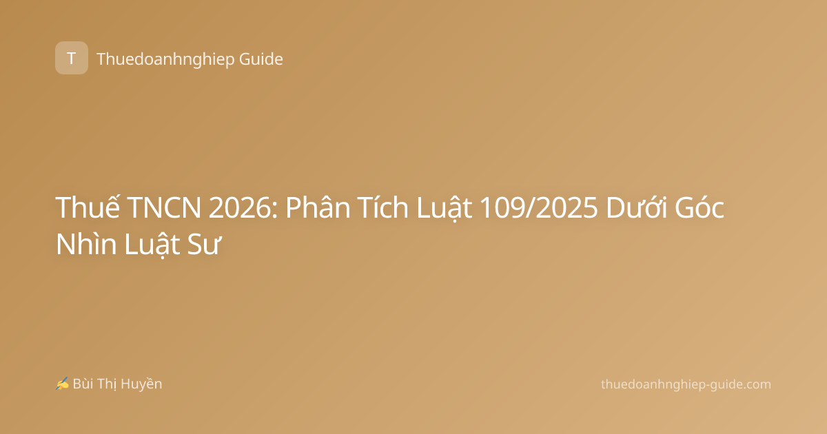 Thuế TNCN 2026: Phân Tích Luật 109/2025 Dưới Góc Nhìn Luật Sư